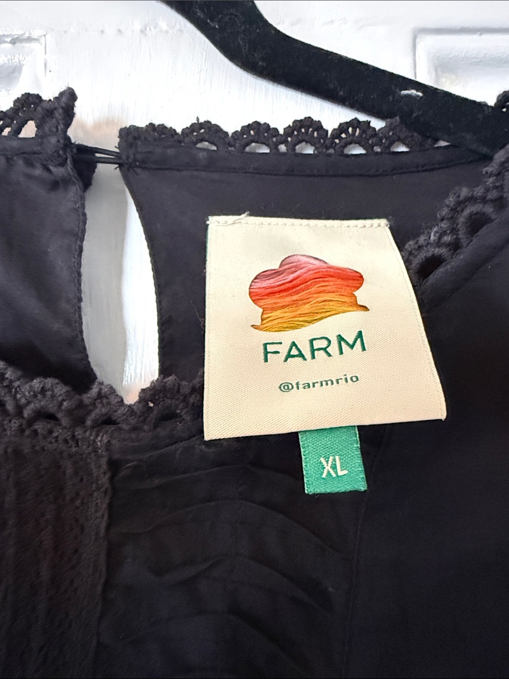 Farm Rio. Black Long-Sleeve Tiered Mini Dress - Picture 5 of 5